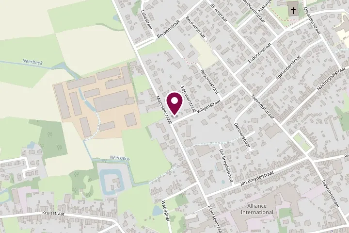 Kaart van de omgeving, met de praktijk op Moorselestraat 124 in Wevelgem